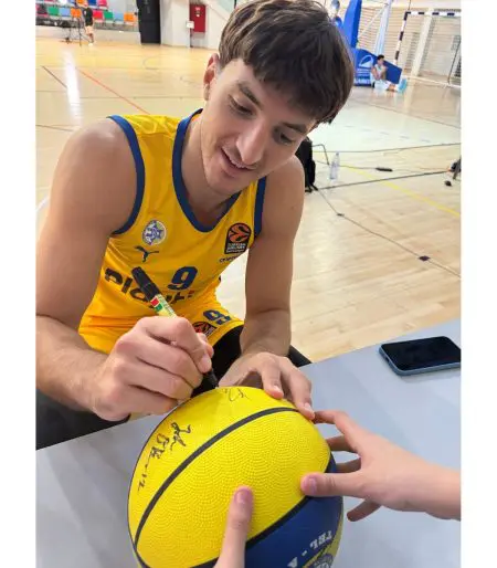 Maccabi Yellow&Blue Basketball Signed By Maccabi Tel Aviv Players