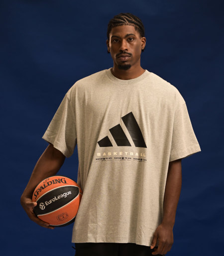 טי שירט אופנתית BASKETBALL אפורה בוגרים ADIDAS 2026-27